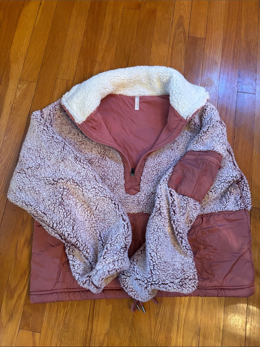 FP Movement by Free People Cozy Fleece Pullover in Dusty Rose with Cream Collar